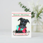 De Hond van Kerstmis het is het Prachtig Leven Feestdagenkaart (Staand voorkant)