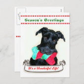 De Hond van Kerstmis het is het Prachtig Leven Feestdagenkaart (Voorkant / Achterkant)
