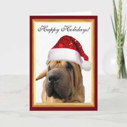 De hond van Shar Pei van Kerstmis Feestdagen Kaart (Voorkant)