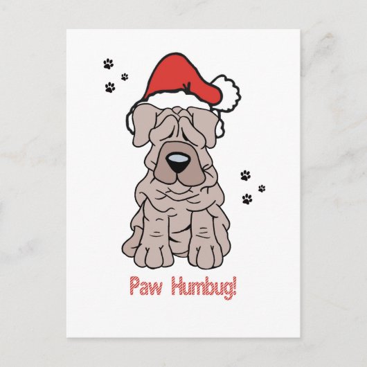 De Hond van Sharpei van Kerstmis Feestdagenkaart (Voorkant)