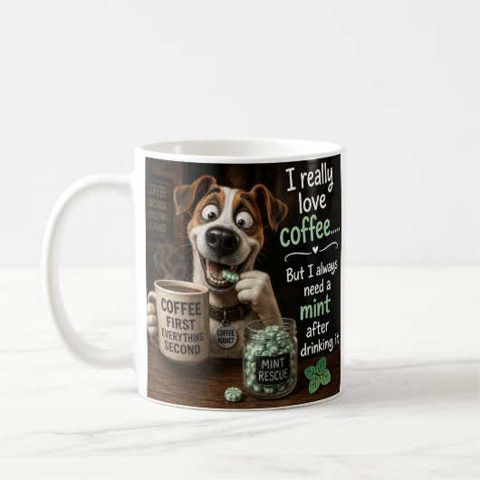 De Hond vertelt de waarheid over het drinken van k Koffiemok (Links)