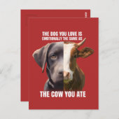 De hond waar je van houdt is dezelfde als de Koe d Briefkaart (Voorkant / Achterkant)