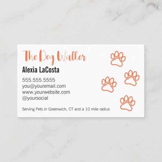 De Hond Walker Leuke Heldere Moderne Professioneel Visitekaartje (Achterkant)