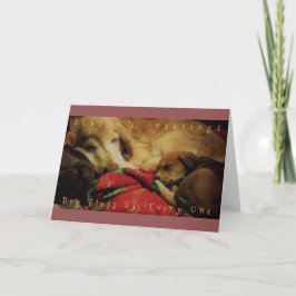 De "hond zegent ons Elk Één" Wenskaart van de Feestdagen Kaart