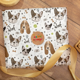 De honden gezichten botten en pogen naadloos patro cadeaupapier
