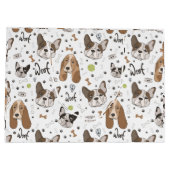 De honden gezichten botten en pogen naadloos patro groot cadeauzakje (Achterkant)