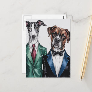 De honden in business suits briefkaart