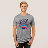 De Honden Vader Retro Typografie Tri-Blend Shirt (Voorkant volledig)