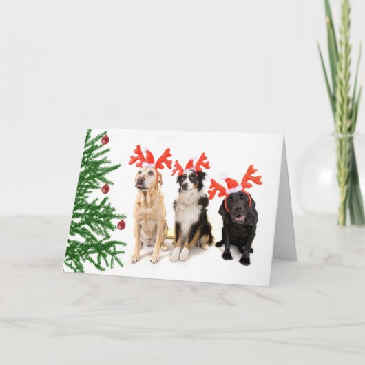 De Honden van Kerstmis Feestdagen Kaart (Voorkant)