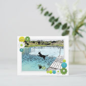 De hondendagen van de zomer aan het meer briefkaart (Staand voorkant)