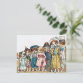"De hondenfamilie" Vintage Briefkaart (Staand voorkant)