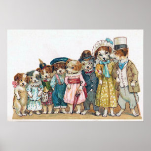 "De hondenfamilie" Vintage Poster