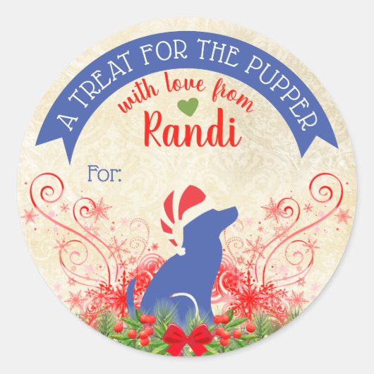 De hondenhond van kerstgezelschapsdieren is gepers ronde sticker (Voorkant)