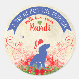 De hondenhond van kerstgezelschapsdieren is gepers ronde sticker