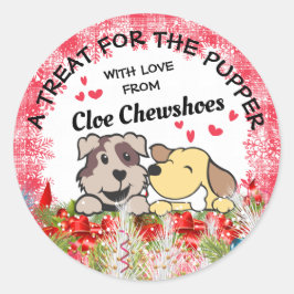 De hondenhond van kerstgezelschapsdieren is gepers ronde sticker