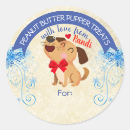 De hondenhond van kerstgezelschapsdieren is gepers ronde sticker