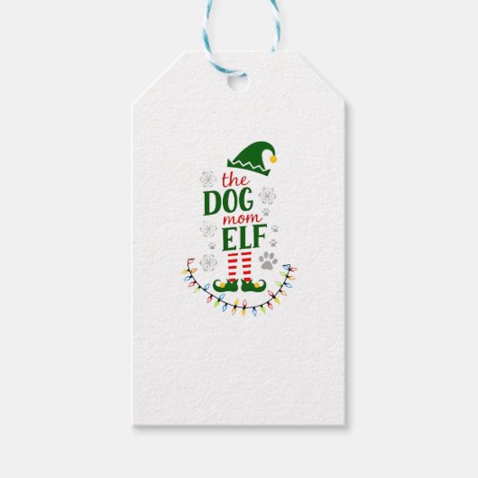 De Hondenmoeder Elf Kerst Grappige hondenliefhebbe Cadeaulabel (Voorkant)