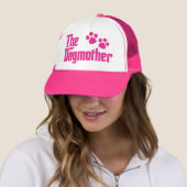 De hondenmoeder roze en witte leuke spreuk trucker pet (In situ)