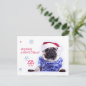 De hondpug van Kerstmis in santapet Feestdagenkaart (Staand voorkant)