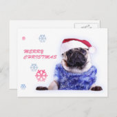 De hondpug van Kerstmis in santapet Feestdagenkaart (Voorkant / Achterkant)