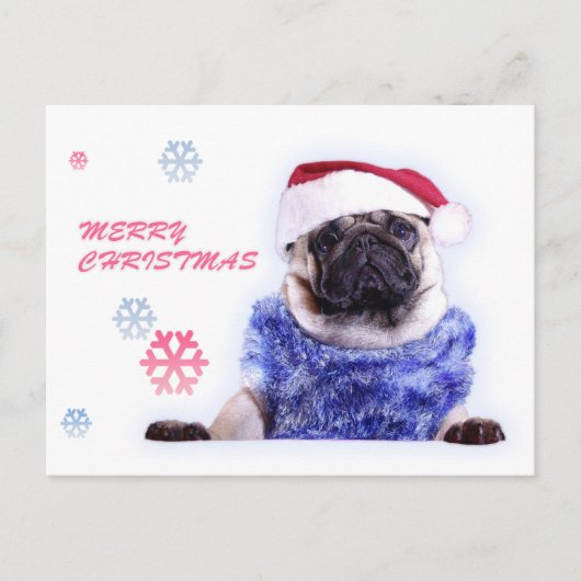 De hondpug van Kerstmis in santapet Feestdagenkaart (Voorkant)