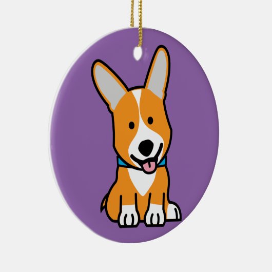 De hondpuppy van een hond gelukkige Pembroke Keramisch Ornament (Rechts)