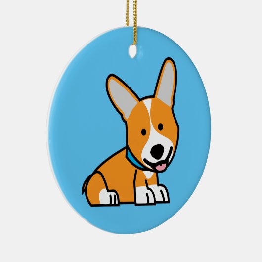 De hondpuppy van een hond gelukkige Pembroke Keramisch Ornament (Rechts)