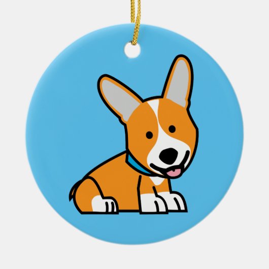 De hondpuppy van een hond gelukkige Pembroke Keramisch Ornament (Voorkant)