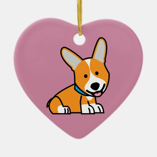 De hondpuppy van een hond gelukkige Pembroke Keramisch Ornament (Voorkant)