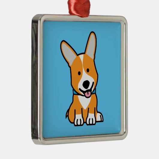 De hondpuppy van een hond gelukkige Pembroke Metalen Ornament (Rechts)