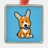 De hondpuppy van een hond gelukkige Pembroke Metalen Ornament (Voorkant)