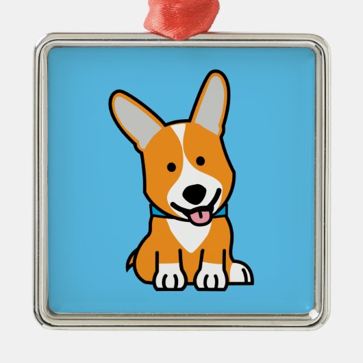 De hondpuppy van een hond gelukkige Pembroke Metalen Ornament (Voorkant)