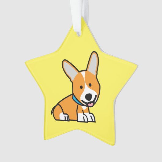 De hondpuppy van een hond gelukkige Pembroke Ornament (voorkant)