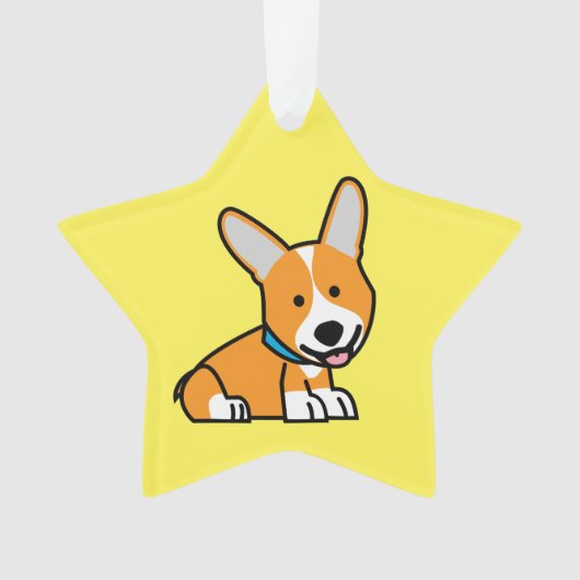De hondpuppy van een hond gelukkige Pembroke Ornament (voorkant)