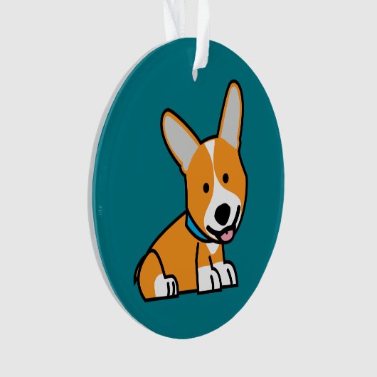 De hondpuppy van een hond gelukkige Pembroke Ornament (voorkant)