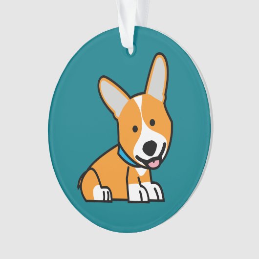 De hondpuppy van een hond gelukkige Pembroke Ornament (voorkant)