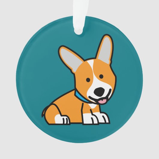 De hondpuppy van een hond gelukkige Pembroke Ornament (voorkant)