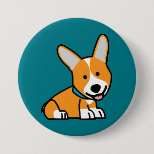 De hondpuppy van een hond gelukkige Pembroke Ronde Button 7,6 Cm