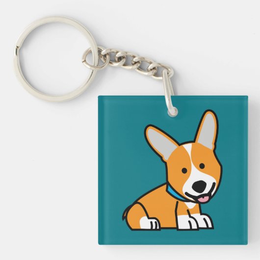 De hondpuppy van een hond gelukkige Pembroke Sleutelhanger (Voorkant)