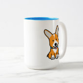 De hondpuppy van een hond gelukkige Pembroke Tweekleurige Koffiemok (Voorkant rechts)