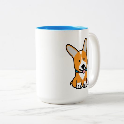 De hondpuppy van een hond gelukkige Pembroke Tweekleurige Koffiemok (Voorkant rechts)