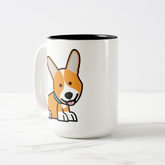 De hondpuppy van een hond gelukkige Pembroke Tweekleurige Koffiemok (Voorkant links)