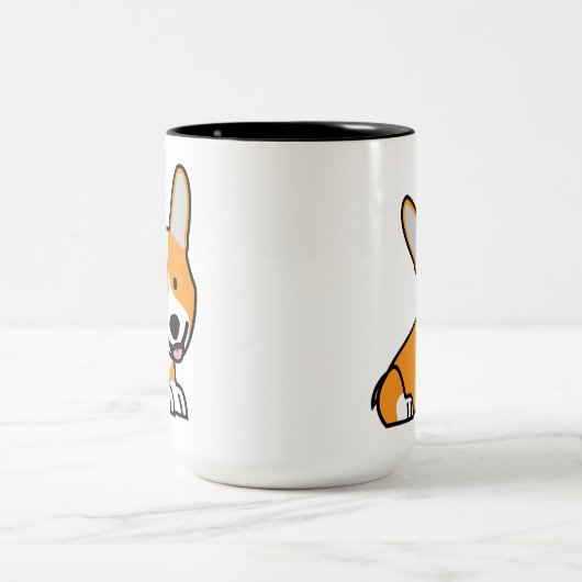 De hondpuppy van een hond gelukkige Pembroke Tweekleurige Koffiemok (Center)