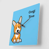 De hondpuppy van een hond gelukkige Pembroke Vierkante Klok (Hoek)