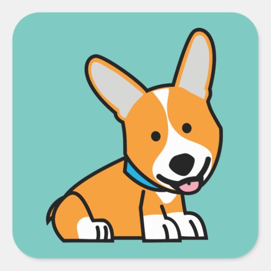 De hondpuppy van een hond gelukkige Pembroke Vierkante Sticker (Voorkant)