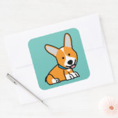 De hondpuppy van een hond gelukkige Pembroke Vierkante Sticker (Envelop)