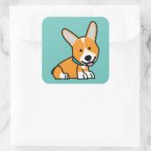 De hondpuppy van een hond gelukkige Pembroke Vierkante Sticker (Tas)