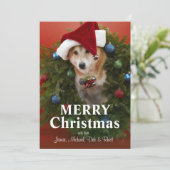 De hondzitting van Inu van Shiba in de kroon van Feestdagenkaart (Staand voorkant)