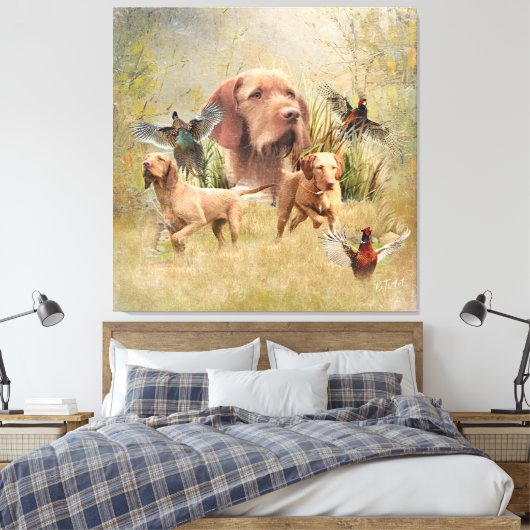 De Hongaarse Wirehaired Vizsla Canvas Afdruk (Insitu (Slaapkamer))