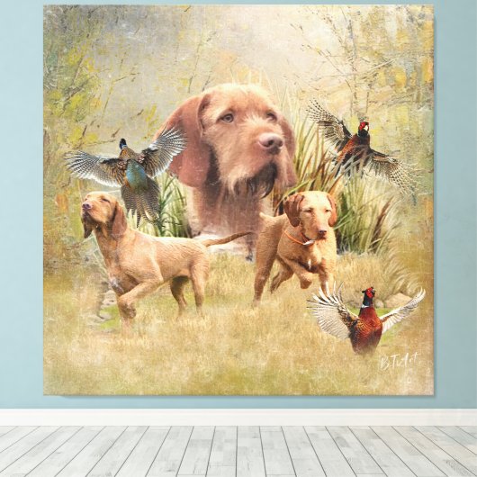 De Hongaarse Wirehaired Vizsla Canvas Afdruk (Insitu (Houten vloer))